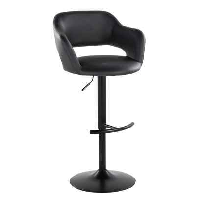 Margarite black leather adjustable barstool with swivel and rounded footrest set of 2 on Tampa Home & Garden Store