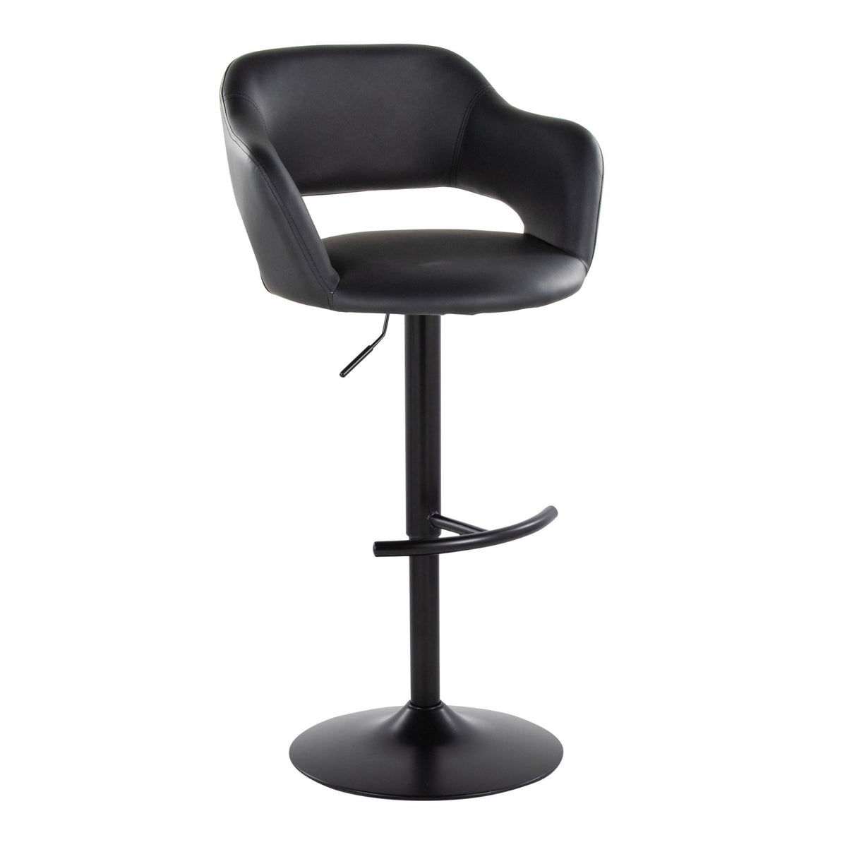 Margarite contemporary adjustable barstool with swivel, black leatherette set of 2 on Tampa Home & Garden Store