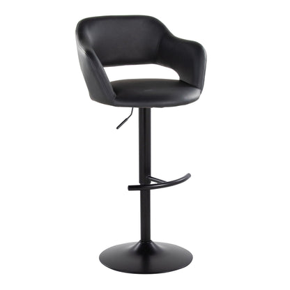Margarite contemporary adjustable barstool with swivel, black leatherette set of 2 on Tampa Home & Garden Store