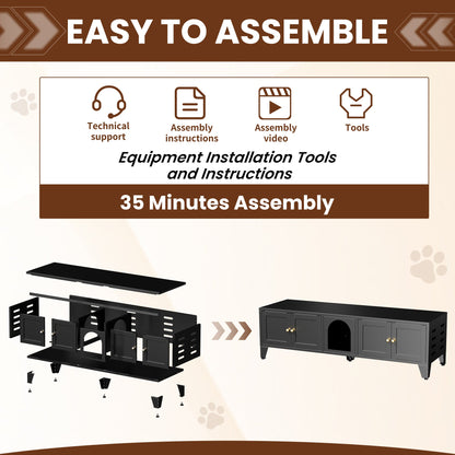 58-inch metal cat litter box enclosure components and hardware for easy assembly HouseOfZazla on Tampa Home & Garden Store