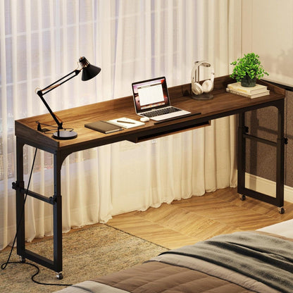 Adjustable overbed table with wheels, queen dark gray wood top computer desk HouseOfZazla on Tampa Home & Garden Store