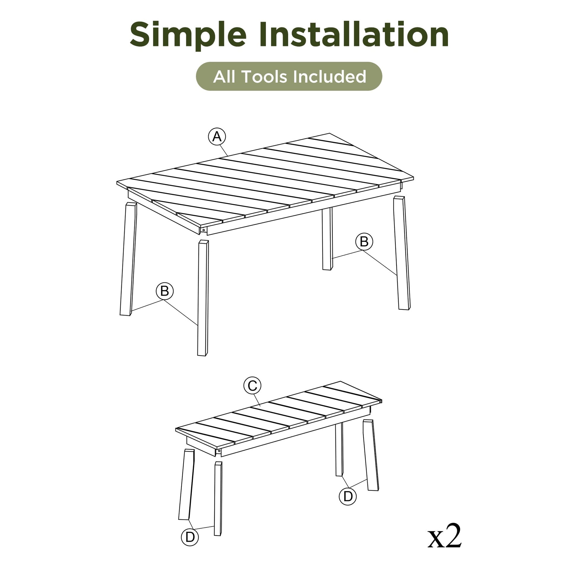 Go 3-Piece Acacia Wood Table Bench Dining Set outdoor slatted table with two benches on Tampa Home & Garden Store