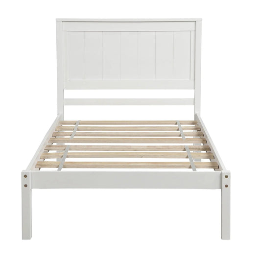 Platform Bed Frame With Headboard, white finish, slatted base by Unique Piece Furniture on Tampa Home & Garden Store