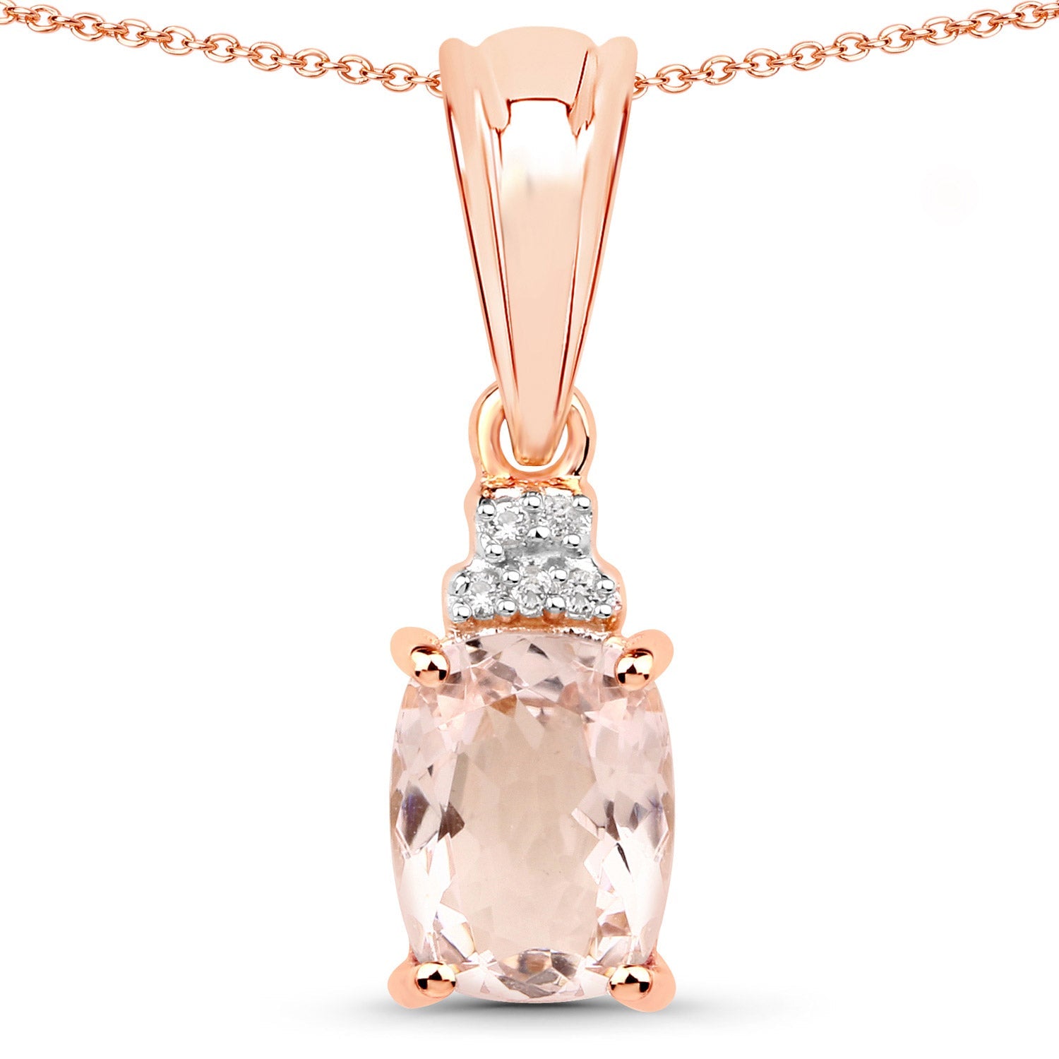 1.12ct Morganite and white topaz pendant in rose gold chain on Tampa Home & Garden Store
