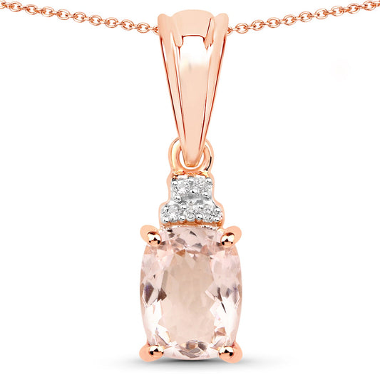1.12ct Morganite and white topaz pendant in rose gold chain on Tampa Home & Garden Store