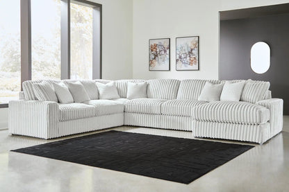 Stupendous Sectional by Unique Piece in light gray ribbed fabric for a modern living room on Tampa Home & Garden Store