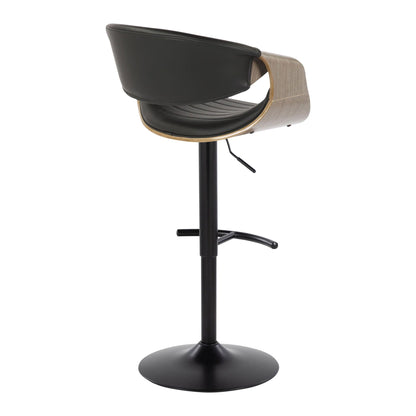 Symphony adjustable barstool set with swivel, black faux leather seat and wood frame on Tampa Home & Garden Store