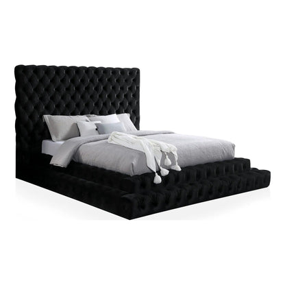 Tufted oversized headboard platform bed black velvet upholstered Unique Piece Furniture on Tampa Home & Garden Store