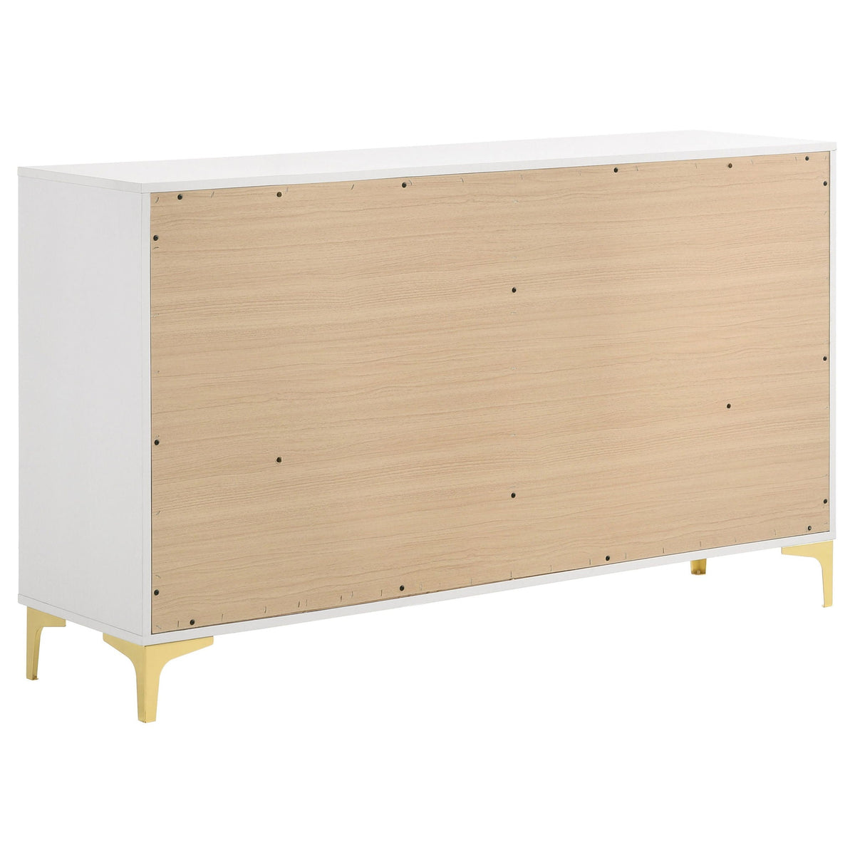James 4-Piece Bedroom Set bed frame with white finish and wood headboard gold legs HouseOfZazla on Tampa Home & Garden Store