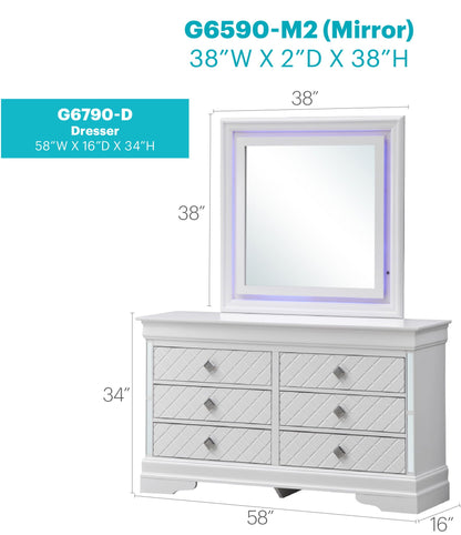 Verona Silver Champagne Dresser with Embossed X Design by HouseOfZazla on Tampa Home & Garden Store