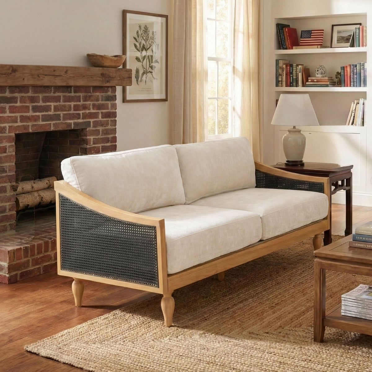 Compact Black Loveseat with Solid Wood Frame