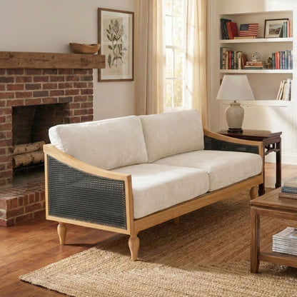 Compact Black Loveseat with Solid Wood Frame