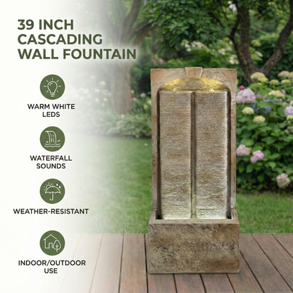 39 Inch Outdoor Resin Water Fountain and Pump