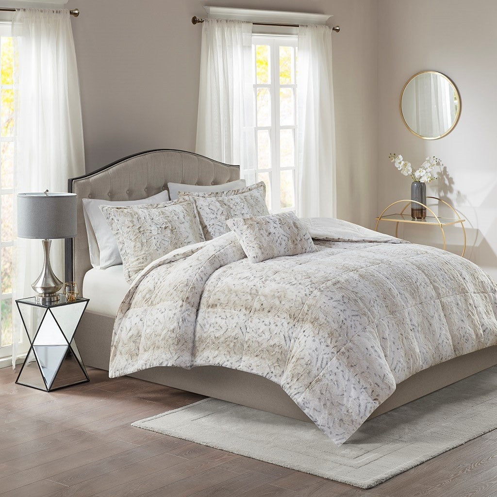 King Size Faux Fur Comforter and Pillow Set