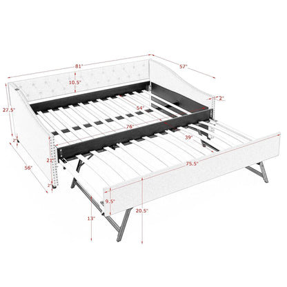 Upholstered Daybed USB Charging and Pull Out Bed