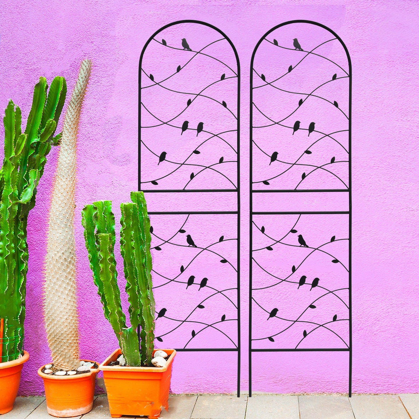 Two Rustproof Metal Garden Trellis and Supports