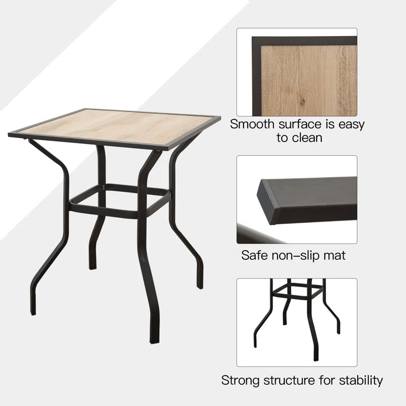 Outdoor Patio Bar Table with Wood Grain Top