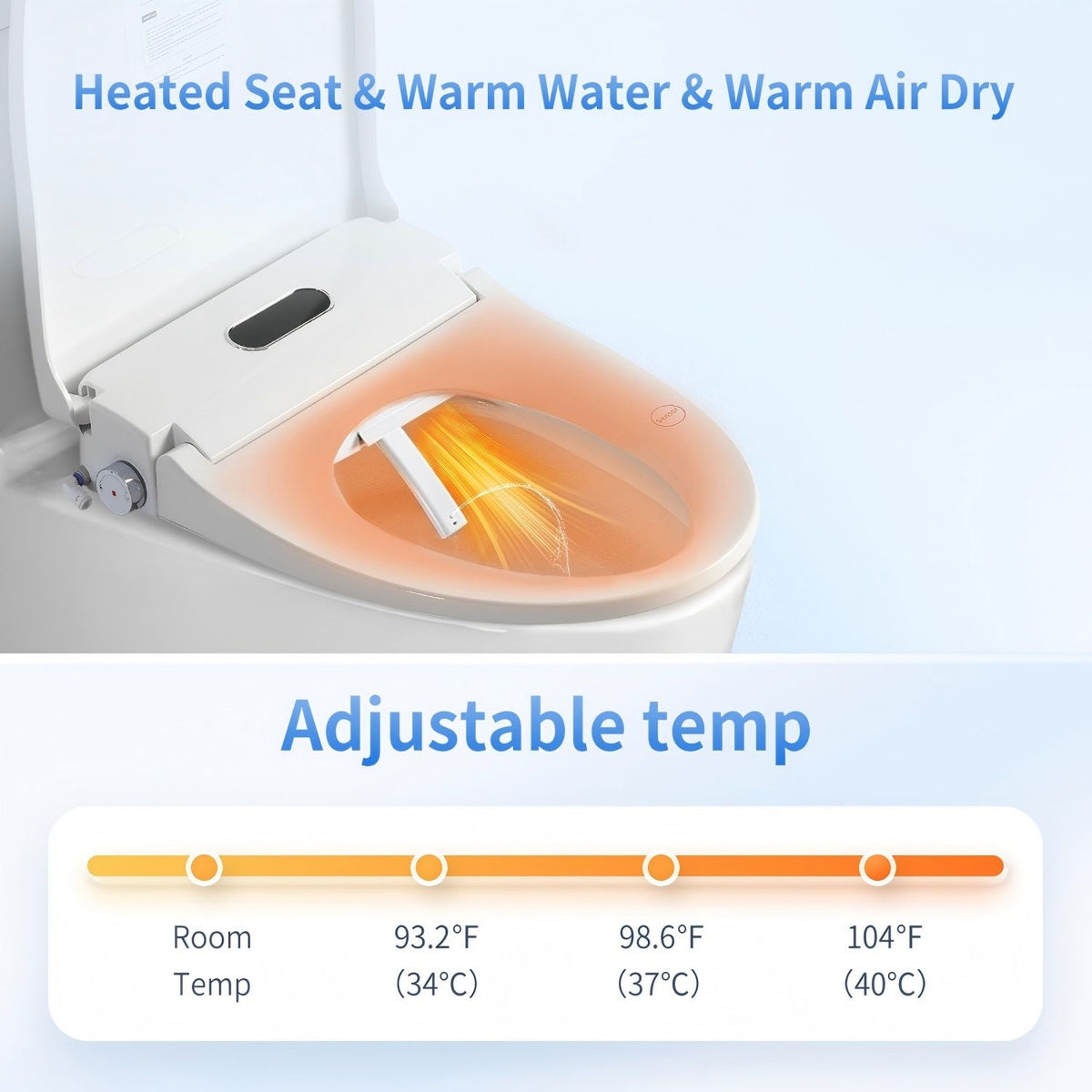 Smart Bidet Toilet Seat with Heated Seat and Adjustable Controls, White by HouseOfZazla on Tampa Home & Garden Store