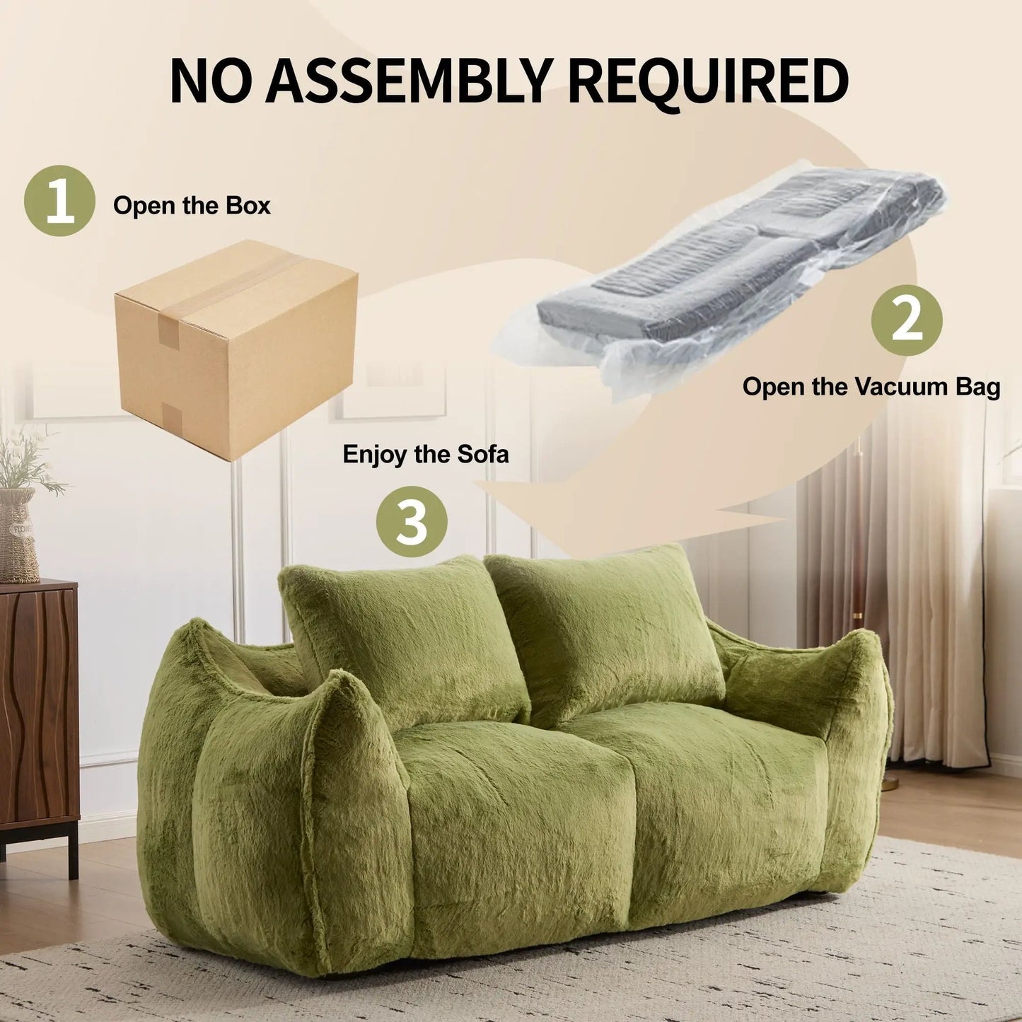 Giant Bean Bag Couch and Fluffy Loveseat