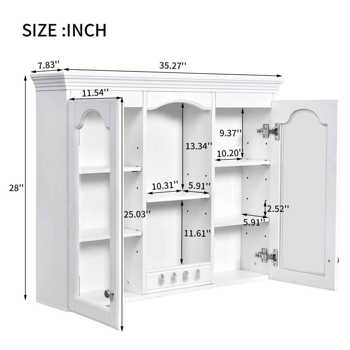 Wall-Mounted Medicine Cabinet HouseOfZazla white with 2 glass doors and adjustable shelves on Tampa Home & Garden Store
