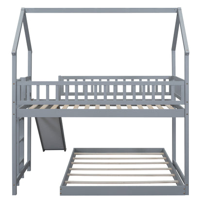 House Bunk Bed With Slide And Built In Ladder gray wood by HouseOfZazla on Tampa Home & Garden Store