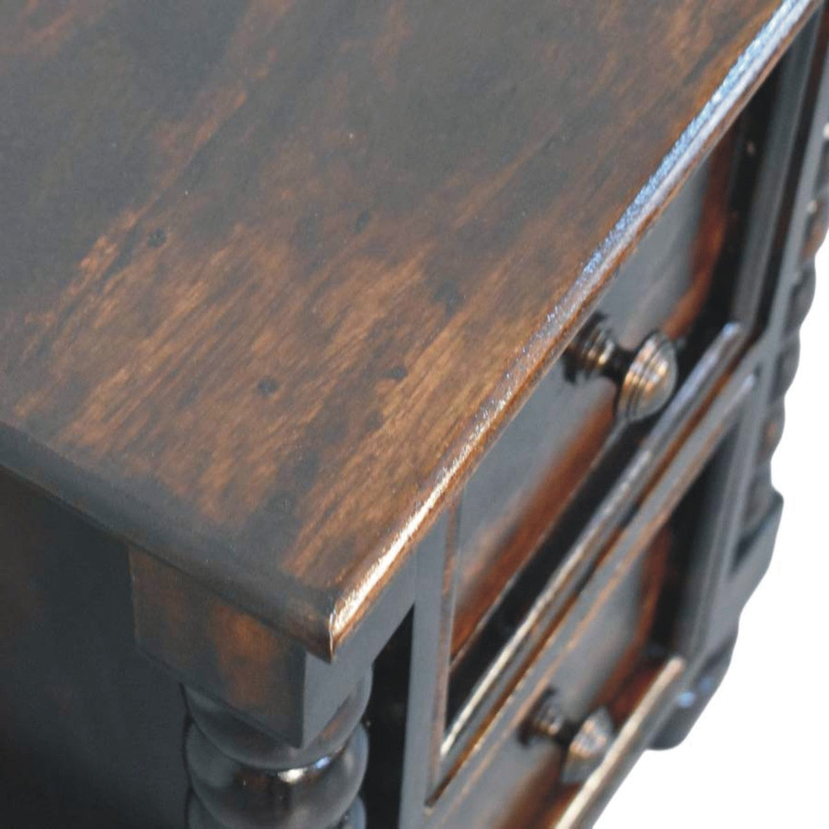 Solid Wood Spindle Duo Nightstand with dual storage in natural finish by HouseOfZazla on Tampa Home & Garden Store