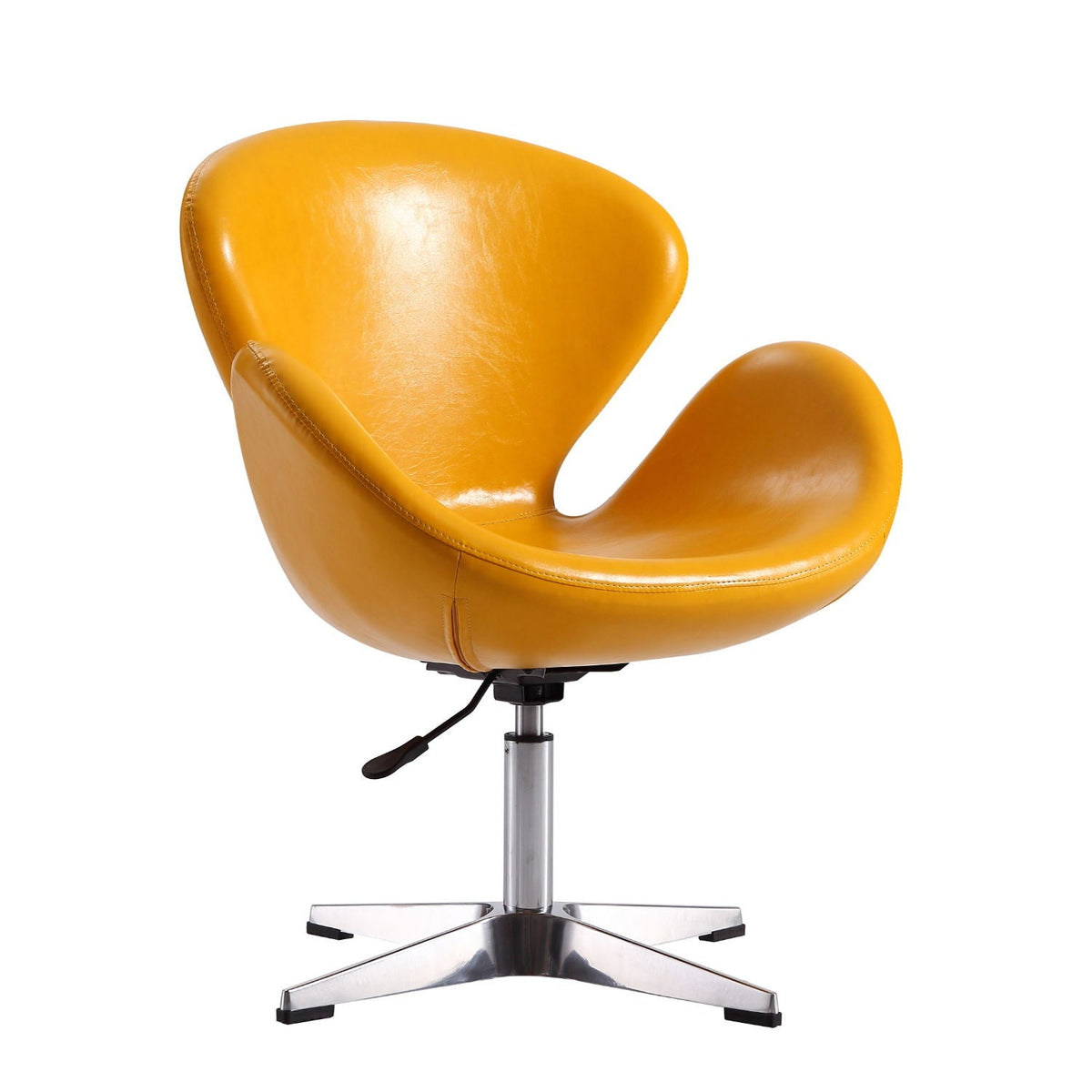 Raspberry swivel lounge chair orange faux leather 360-degree rotation chrome star base on Tampa Home & Garden Store
