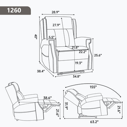 Manual Recliner With Vibrations and Heat