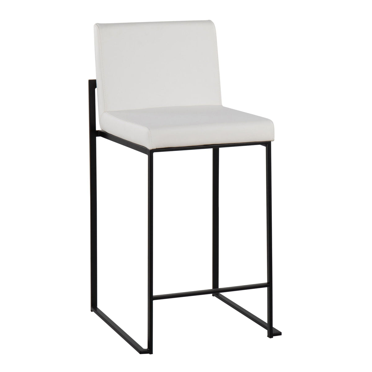 Fuji High Back Counter Stool white leather upholstery with black metal base HouseOfZazla on Tampa Home & Garden Store