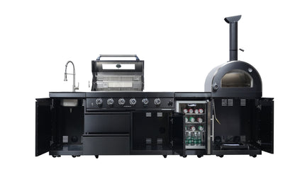 Black Double Steel Gas Grill And Pizza Oven
