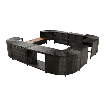 Outdoor Rattan Spa Frame and Modular Storage Seat