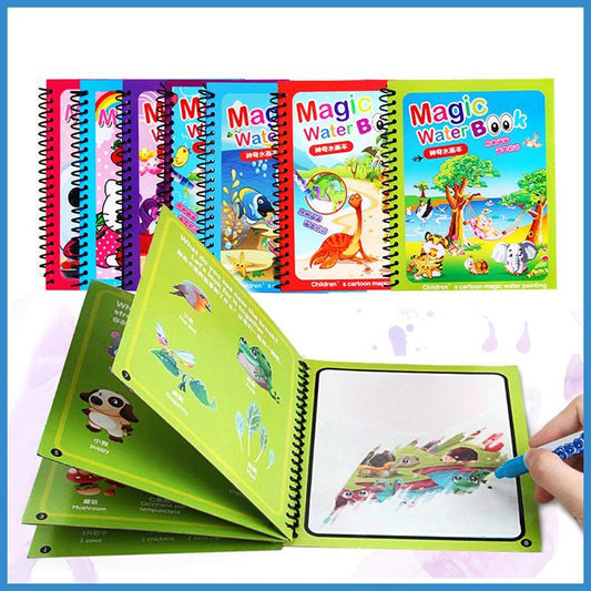 Montessori reusable coloring and magic water drawing book set in bright spiral-bound covers on Tampa Home & Garden Store
