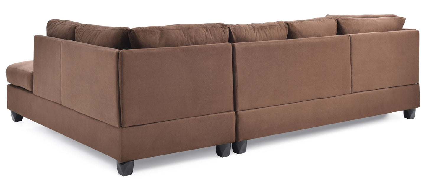 Malone Comfort Sectional by HouseOfZazla brown fabric stationary with plush cushions on Tampa Home & Garden Store