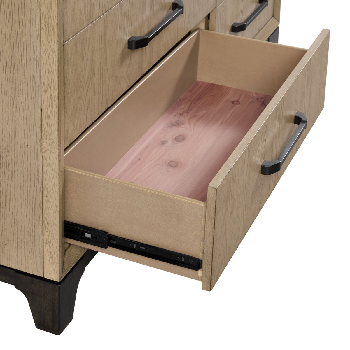 Master Chest 10-drawer dresser in brown wood with metal handles and a felt-lined top drawer on Tampa Home & Garden Store