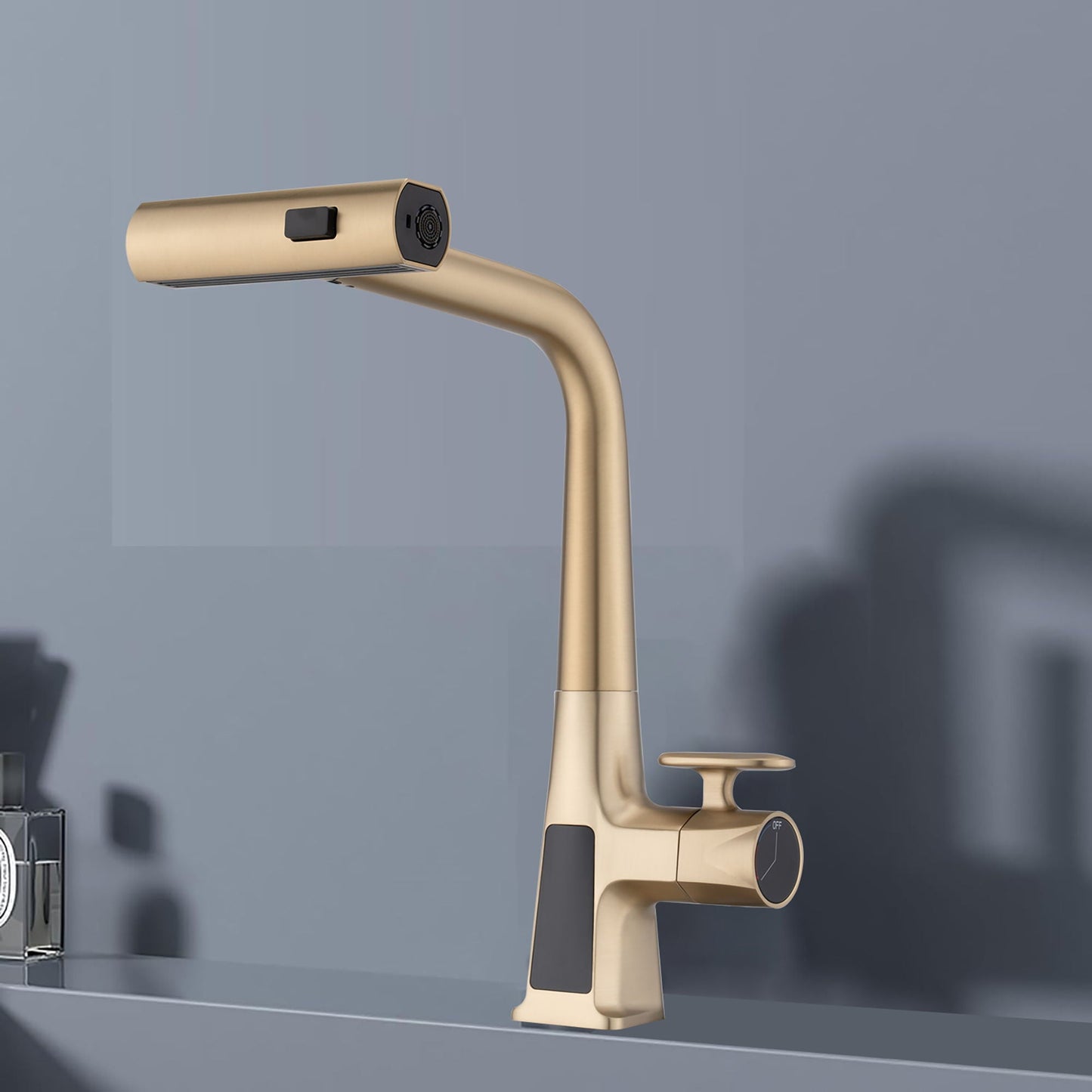 Waterfall Faucet With Display and Pull Down Spray