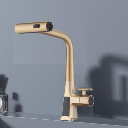 Waterfall Faucet With Display and Pull Down Spray