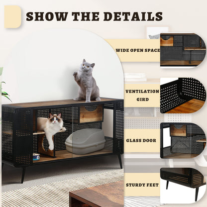 Modern Spacious Cat House Black + Brown by HouseOfZazla cat furniture with perforated panels on Tampa Home & Garden Store
