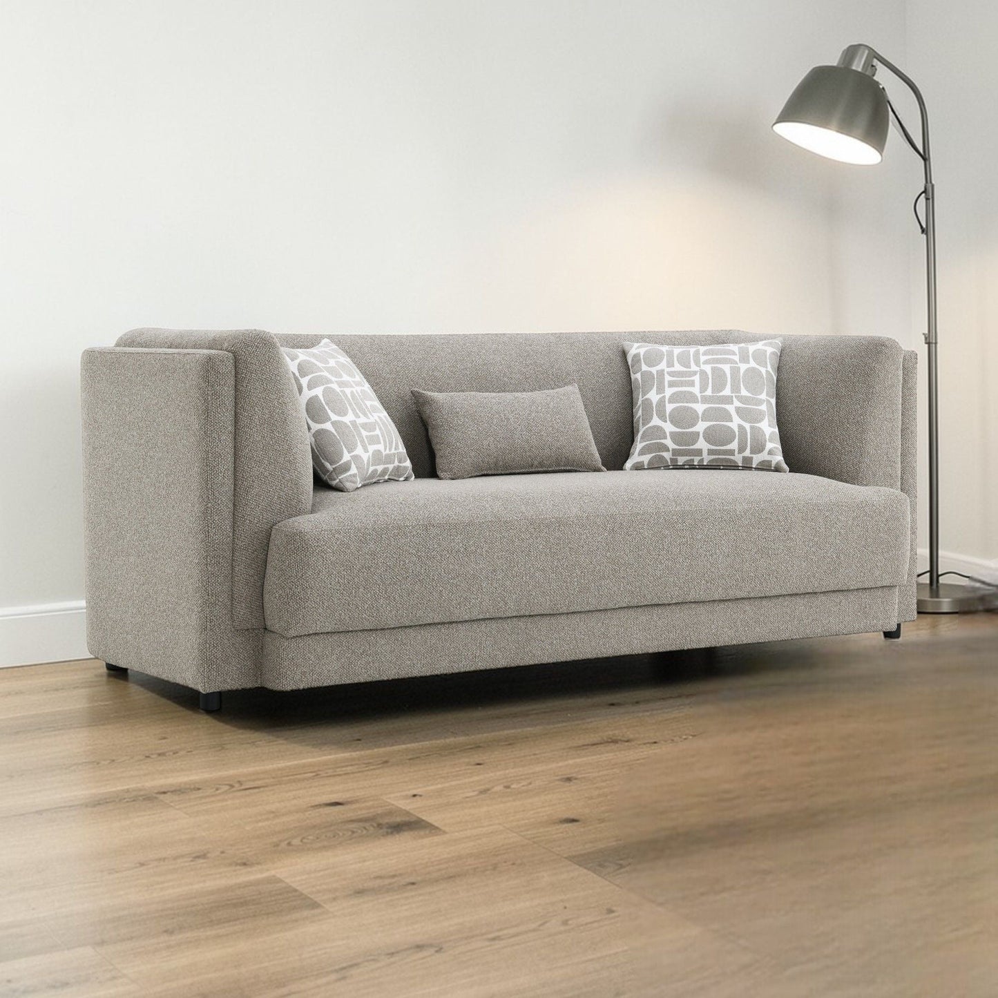 Glenda Gray Sofa And Three Accent Pillows