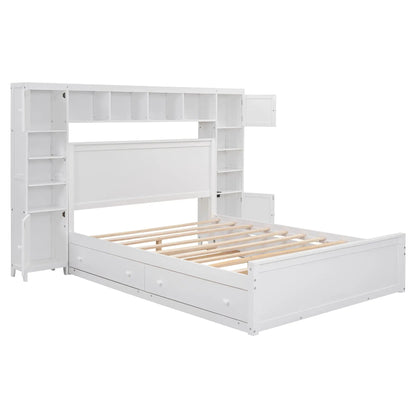 Cabinet bed with all-in-one cabinet, shelves and twin long trundle in white by Unique Piece Furniture on Tampa Home & Garden Store