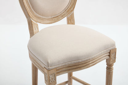 French Country 26in Bar Chairs set of 2, beige seats, carved wood legs HouseOfZazla on Tampa Home & Garden Store