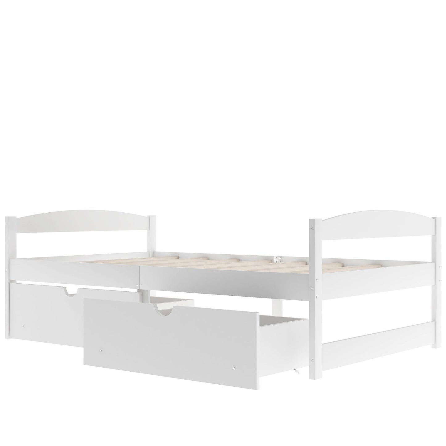 Platform bed with 2 drawers, white finish, by HouseOfZazla, slatted base on Tampa Home & Garden Store