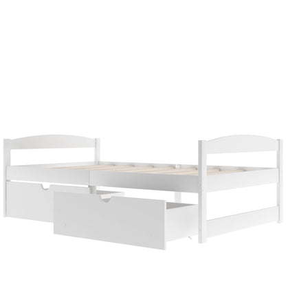 Platform bed with 2 drawers, white finish, by HouseOfZazla, slatted base on Tampa Home & Garden Store