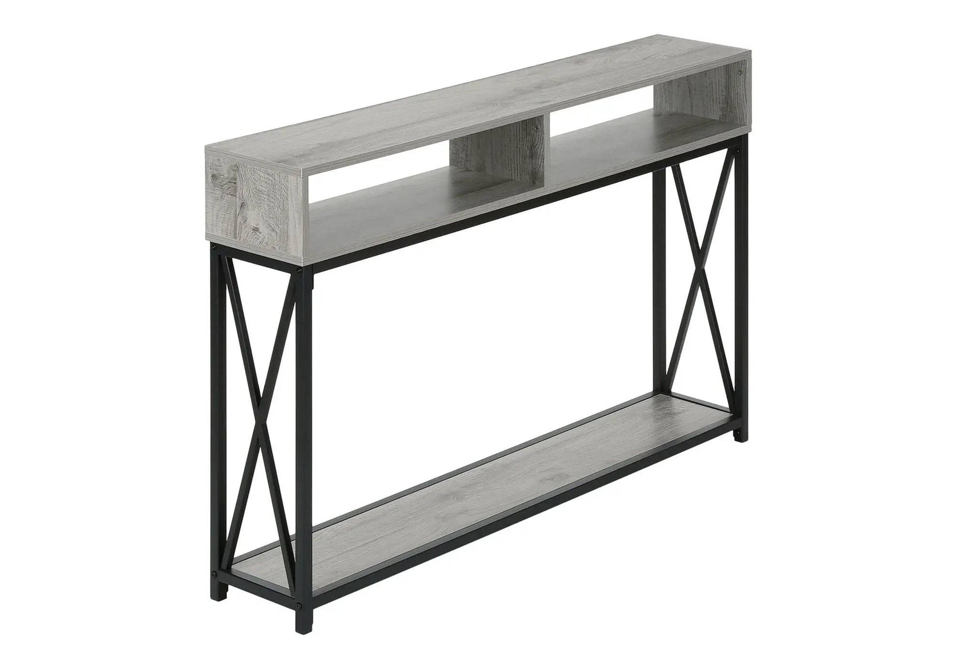 Accent Console Table gray wood top with black metal frame Unique Piece Furniture on Tampa Home & Garden Store