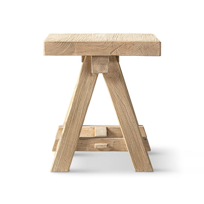 Trestle coffee table in solid reclaimed elm with light brown finish and angled legs HouseOfZazla on Tampa Home & Garden Store