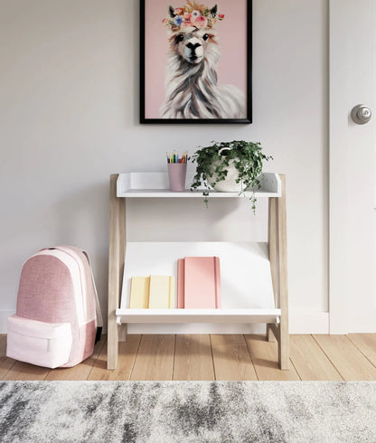 Blariden Small Bookcase in White and Tan