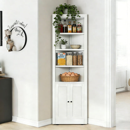 Tall Corner Storage Cabinet white with 2 doors and 5 adjustable shelves HouseOfZazla on Tampa Home & Garden Store