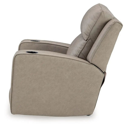 Lavenhorne Rocker Recliner Pebble beige upholstery with built-in cup holders on Tampa Home & Garden Store