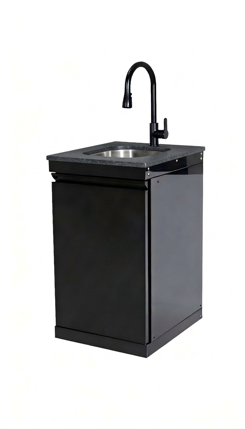 Double Door Outdoor Sink Cabinet with Steel Tap