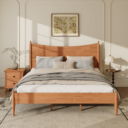 Classic Transitional King Size Solid Wood Platform Bed Frame by HouseOfZazla in warm honey finish on Tampa Home & Garden Store