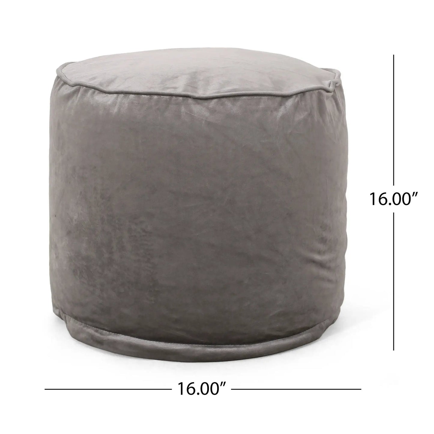 Shimon cylinder pouf ottoman grey fabric accent by Unique Piece Furniture 16in diameter on Tampa Home & Garden Store